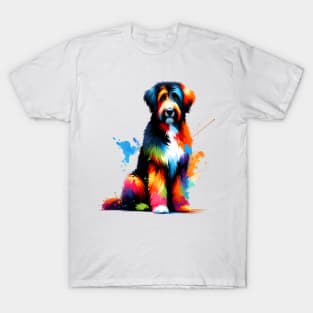 Colorful Abstract Berger Picard in Splash Art Style T-Shirt